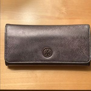Tory Burch Gunmetal Metallic Wallet